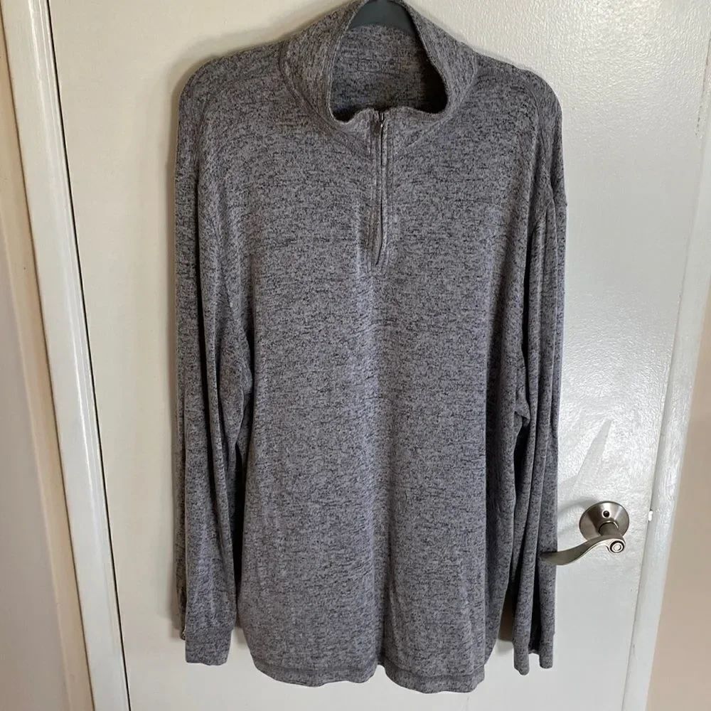 Mens grey 1/4 zip sweater- super soft- Size XL